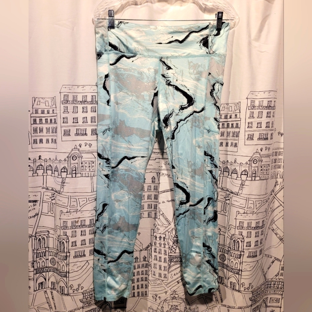 Pro Player blue marble leggings EUC Size Large